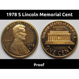 1978 S Lincoln Memorial Cent - seventies S mintmark American proof penny