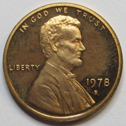 1978 S Lincoln Memorial Cent - seventies S mintmark American proof penny