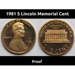 1981 S Lincoln Memorial Cent - vintage San Francisco mintmark proof penny