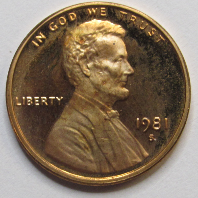 1981 S Lincoln Memorial Cent - vintage San Francisco mintmark proof penny