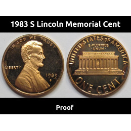1983 S Lincoln Memorial Cent - vintage San Francisco mintmark penny