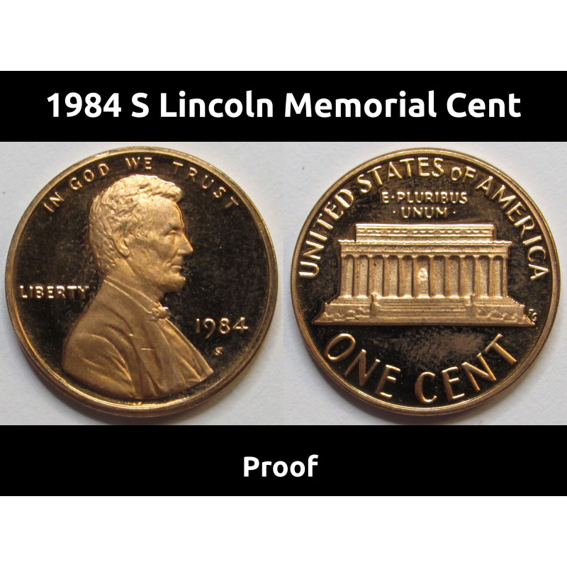 1984 S Lincoln Memorial Cent - vintage San Francisco mintmark American proof penny