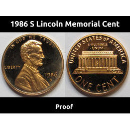 1986 S Lincoln Memorial Cent - vintage American proof coin