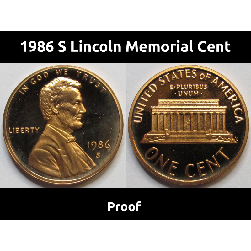 1986 S Lincoln Memorial Cent - vintage American proof coin