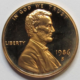 1986 S Lincoln Memorial Cent - vintage American proof coin