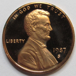 1987 S Lincoln Memorial Cent - vintage American proof penny