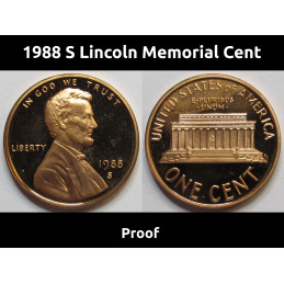 1988 S Lincoln Memorial Cent - vintage S mintmark American proof coin