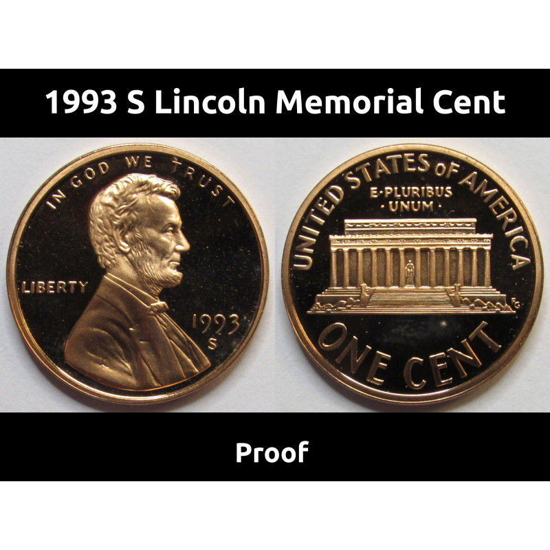 1993 S Lincoln Memorial Cent - vintage American proof coin 