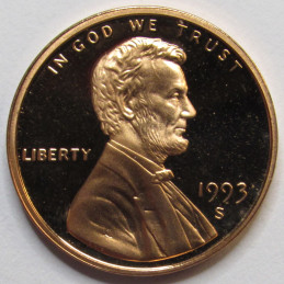 1993 S Lincoln Memorial Cent - vintage American proof coin 