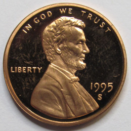 1995 S Lincoln Memorial Cent - nineties San Francisco mintmark American proof penny