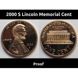 2000 S Lincoln Memorial Cent - vintage San Francisco American proof penny