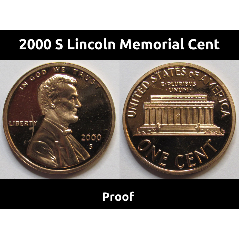 2000 S Lincoln Memorial Cent - vintage San Francisco American proof penny