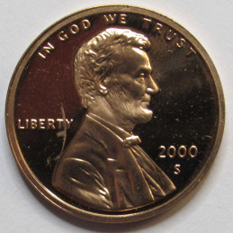 2000 S Lincoln Memorial Cent - vintage San Francisco American proof penny