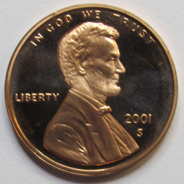 2001 S Lincoln Memorial Cent - vintage S mintmark American proof coin