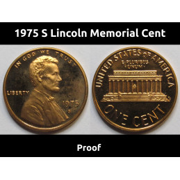 1975 S Lincoln Memorial Cent - vintage American proof penny