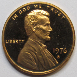 1976 S Lincoln Memorial Cent - bicentennial San Francisco mintmark proof coin 