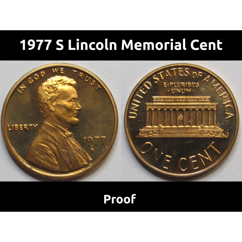 1977 S Lincoln Memorial Cent - vintage San Francisco mintmark American proof coin