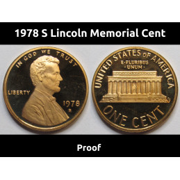 1978 S Lincoln Memorial Cent - vintage San Francisco proof coin with cameo
