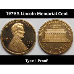 1979 S Lincoln Memorial Cent - Type 1 Proof - vintage San Francisco coin with filled mintmark