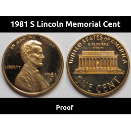 1981 S Lincoln Memorial Cent - vintage eighties American proof coin