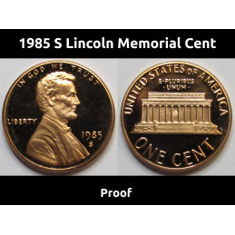 1985 S Lincoln Memorial Cent - vintage San Francisco mintmark American proof coin