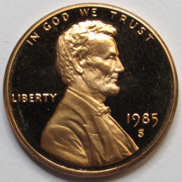 1985 S Lincoln Memorial Cent - vintage San Francisco mintmark American proof coin