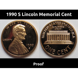 1990 S Lincoln Memorial Cent - vintage San Francisco mintmark American proof penny