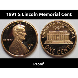 1991 S Lincoln Memorial Cent - vintage San Francisco mintmark American proof coin