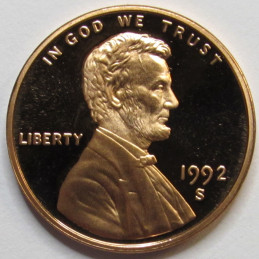 1992 S Lincoln Memorial Cent - vintage S mintmark American proof coin