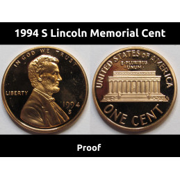 1994 S Lincoln Memorial Cent - vintage S mintmark American proof coin