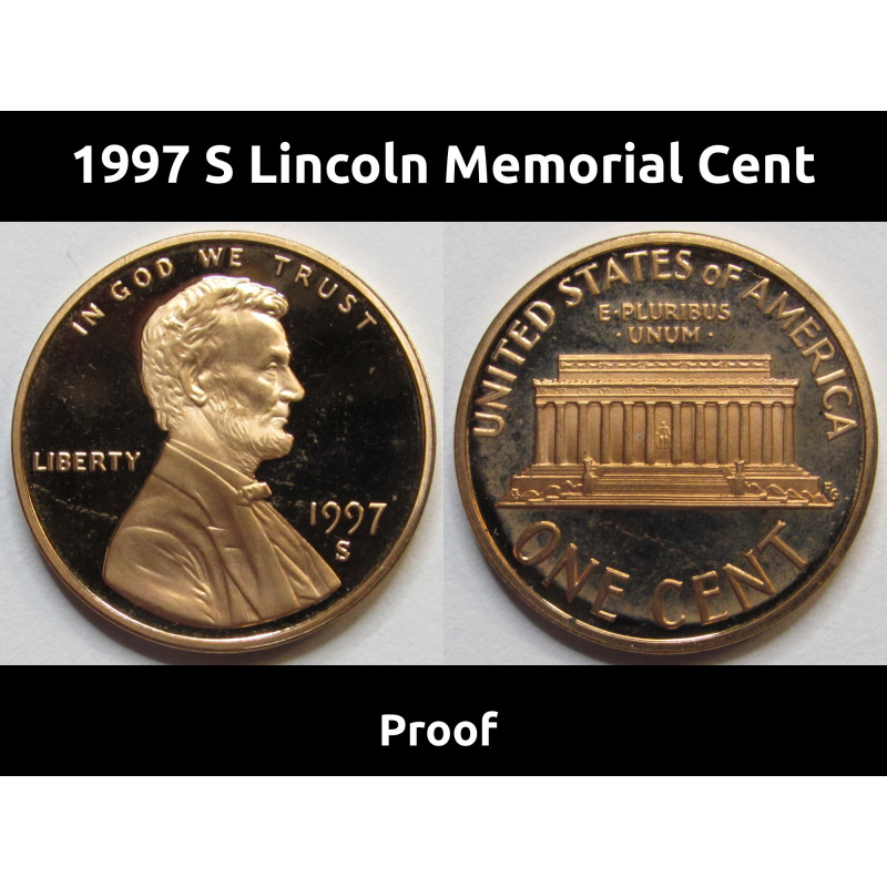 1997 S Lincoln Memorial Cent - vintage San Francisco mintmark American proof penny