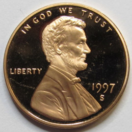 1997 S Lincoln Memorial Cent - vintage San Francisco mintmark American proof penny