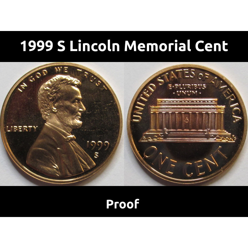 1999 S Lincoln Memorial Cent - vintage San Francisco mintmark American penny