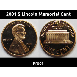 2001 S Lincoln Memorial Cent - vintage San Francisco mint American proof coin