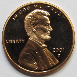 2001 S Lincoln Memorial Cent - vintage San Francisco mint American proof coin