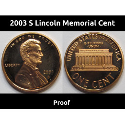 2003 S Lincoln Memorial Cent - vintage San Francisco mintmark proof penny