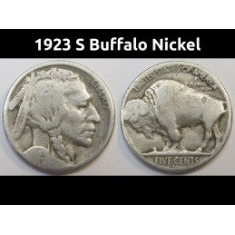 1923 S Buffalo Nickel - antique better date San Francisco nickel