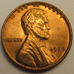 1950 Lincoln Wheat Cent - vintage uncirculated American wheat penny