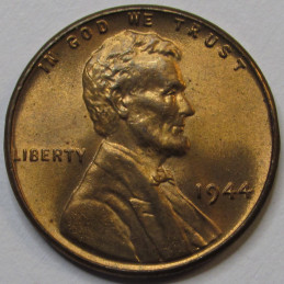 1944 Lincoln Wheat Cent - uncirculated WW2 era American wheat penny