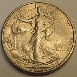 1918 S Walking Liberty Half Dollar - higher grade early date San Francisco silver half 