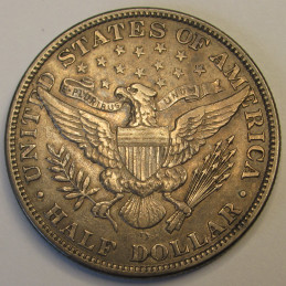 1908 D Barber Half Dollar - antique higher grade early 20th century Denver mintmark half