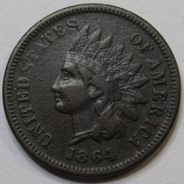 1864 Indian Head Cent - Bronze with L - scarce variety Civil War era penny