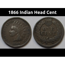 1866 Indian Head Cent - early date Reconstruction era bronze penny