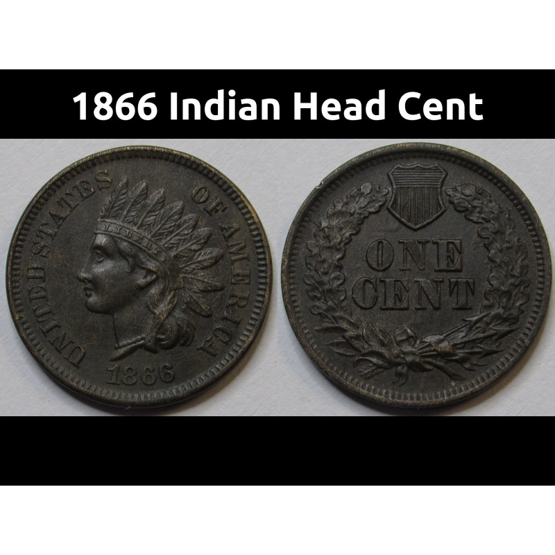 1866 Indian Head Cent - higher grade Reconstruction era American penny