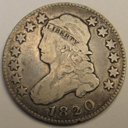 1820 Capped Bust Quarter - Large 0 - early American silver quarter