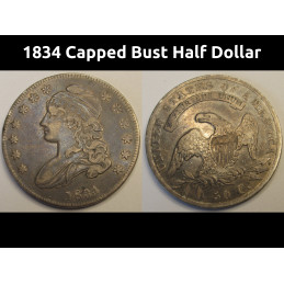 1834 Capped Bust Half Dollar - Overton O-116 - early American silver half dollar