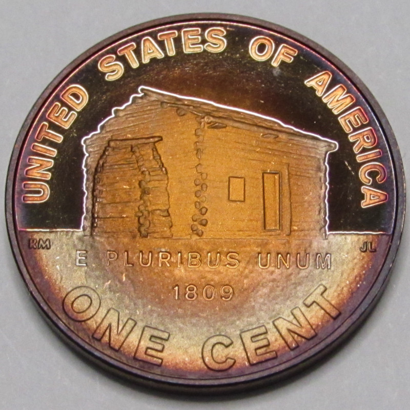 2009 S Lincoln Centennial Proof Cent - Rainbow Toned S Mintmark Proof 