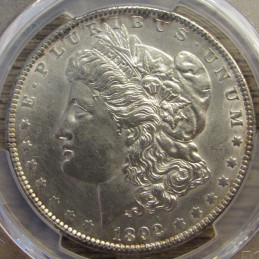 1892 Morgan Dollar - certified higher grade American silver dollar