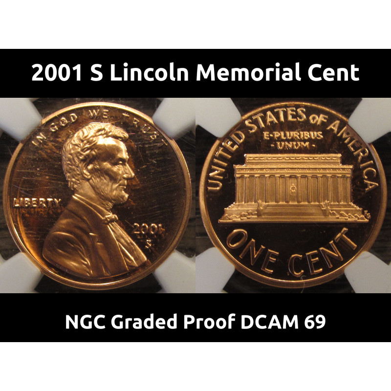 2001 S Lincoln Memorial Cent - NGC Proof DCAM 69 - vintage American penny