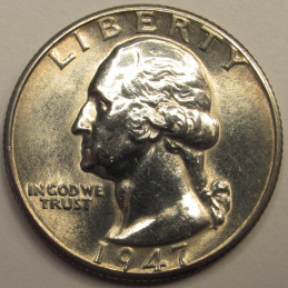 1947 D Washington Quarter - uncirculated Denver mintmark American coin